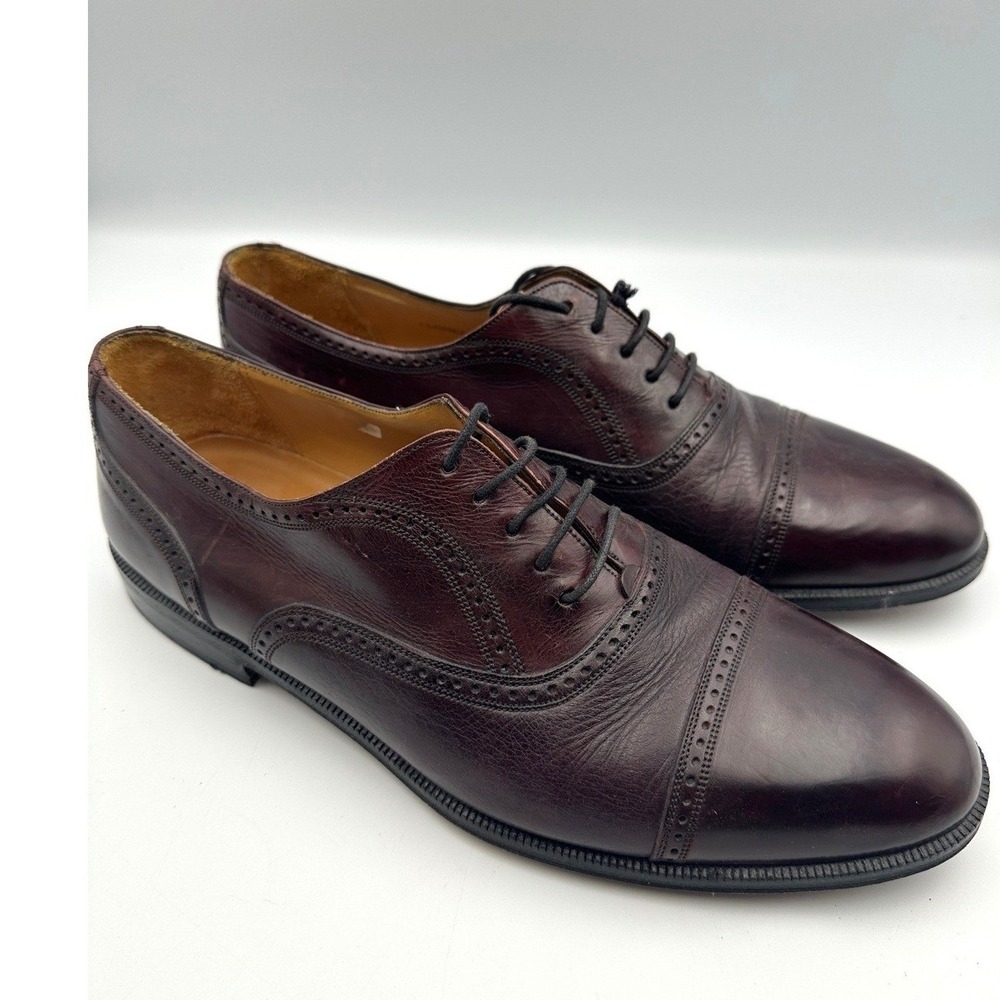 Mezlan Florence Oxford Derby Dress‎ Shoes Mens 10 Brown Leather Brogue Cap Toe
